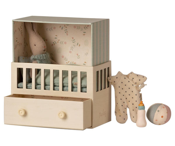 Maileg Baby Room With Micro Rabbit Blue