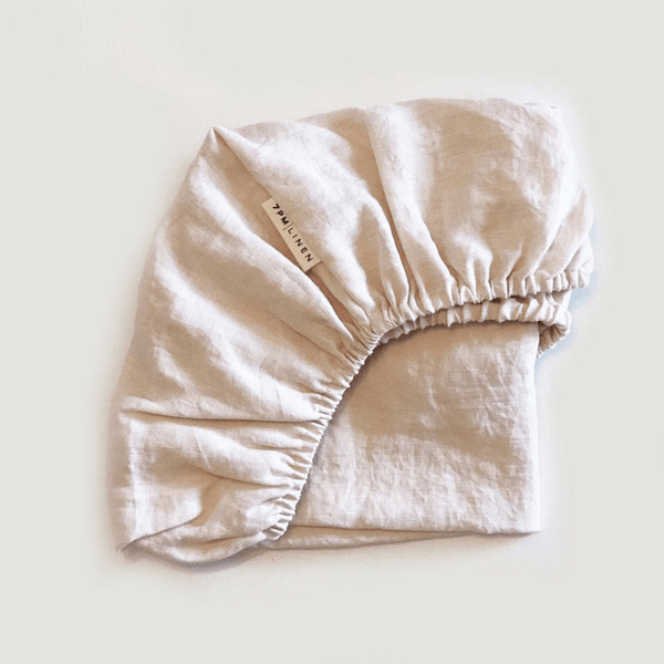 7pm Linen Cot Size Peony Fitted Sheet