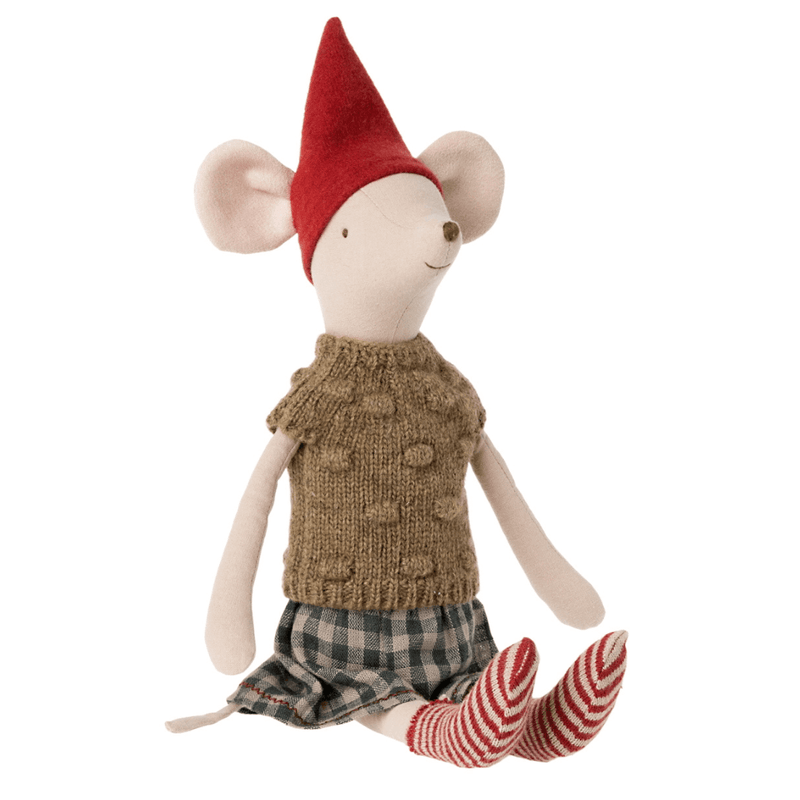 Maileg Christmas Mouse Girl In a Sweater measures 37cm