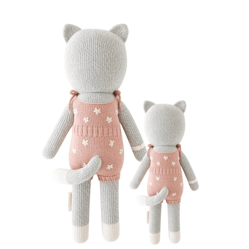 Daisy the Kitten is hand knit with 100 cotton yarn