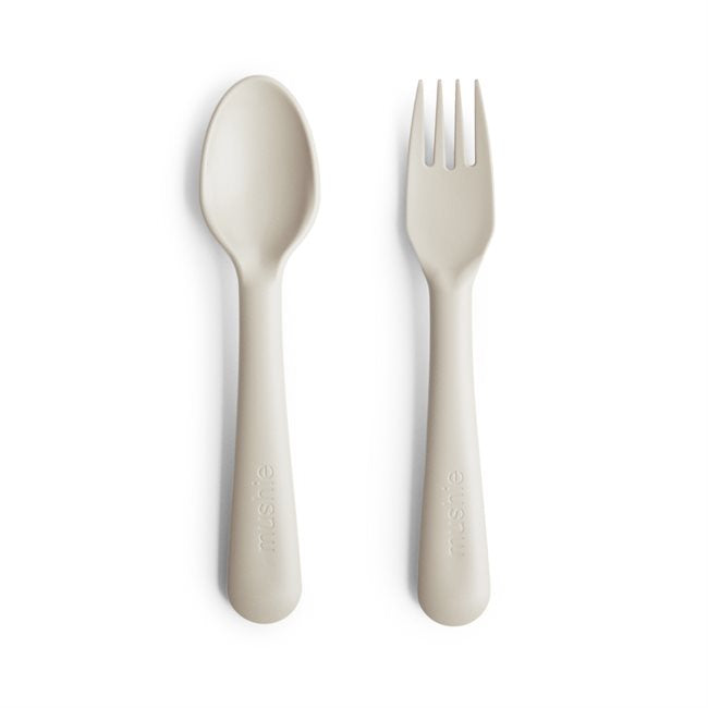 Mushie Fork & Spoon Ivory