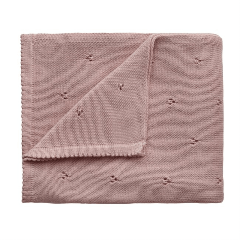 Mushie Knitted Baby Blanket - Pointelle Blush