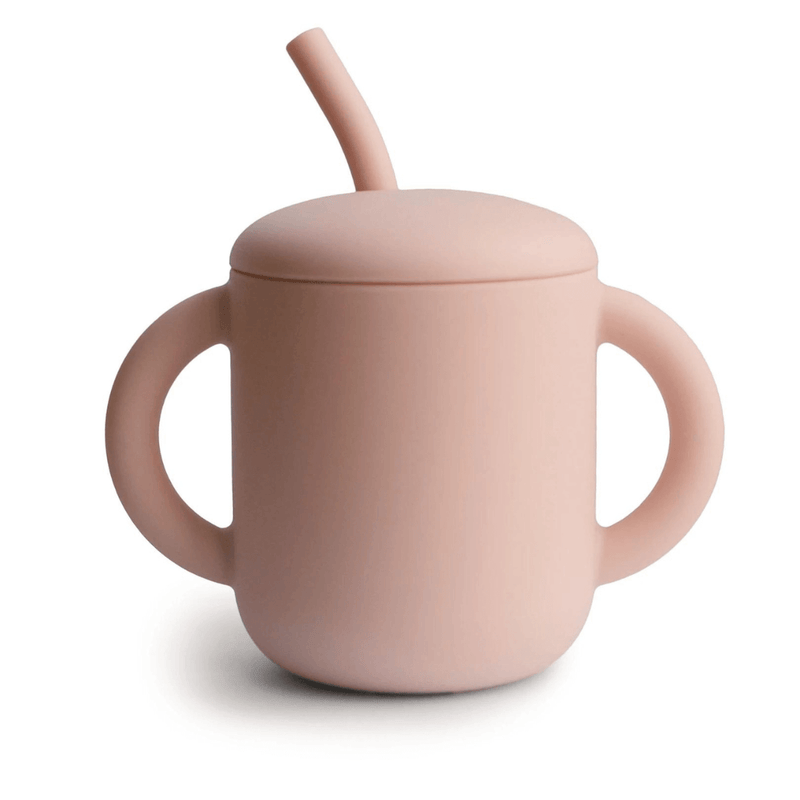 Mushie Silicone Training Cup And Straw - Blush