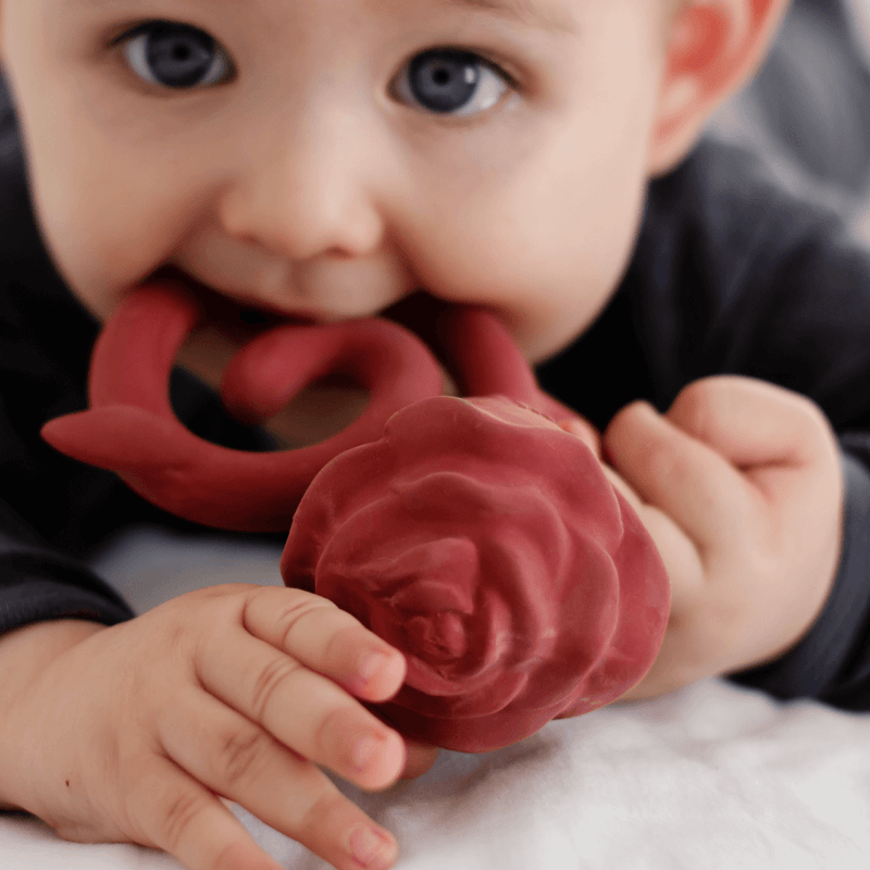 Rose teether is all natural and eco-friendly