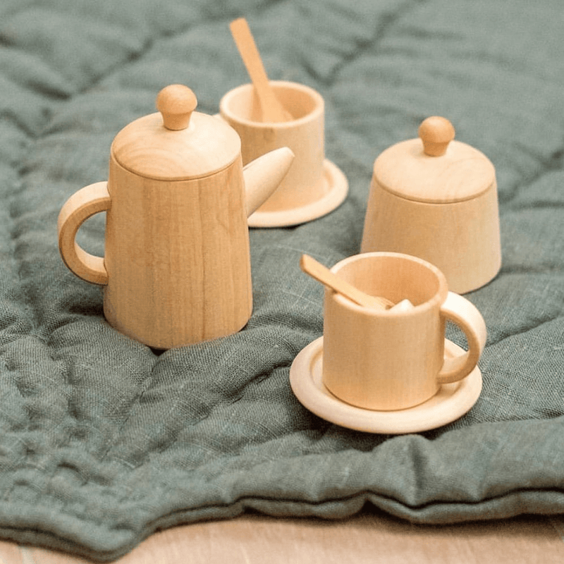 Wooden Tea set natural is made in Russia