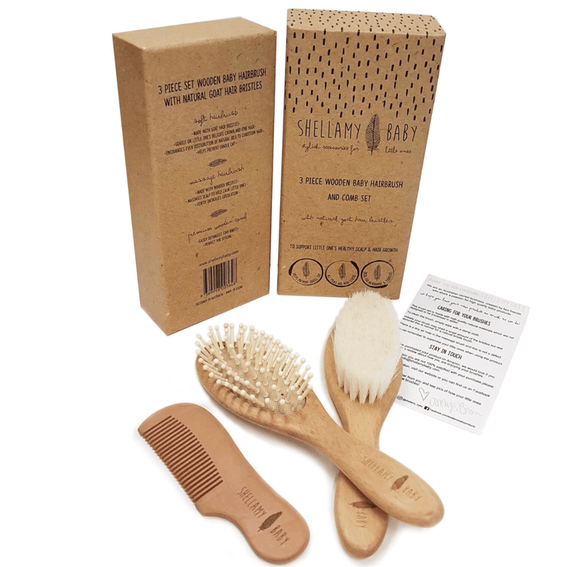 Wooden comb with soft hairbrush