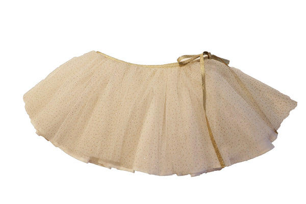 Mouche Tutu With Cotton Lining - Blanc With Gold Sparkles